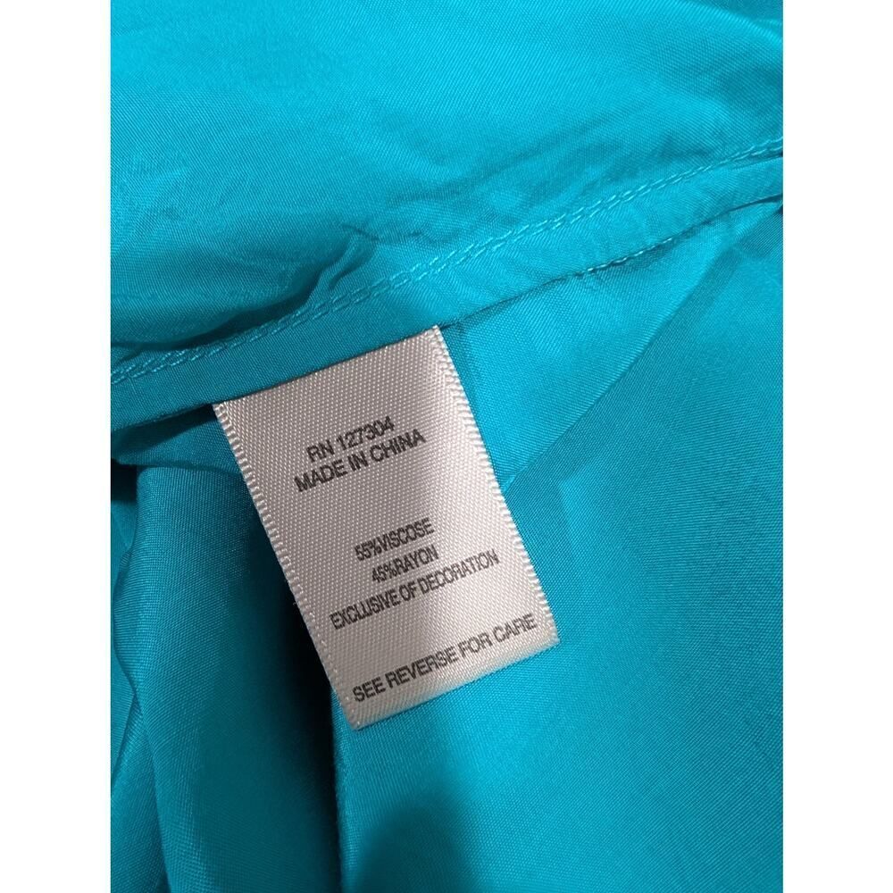 John Mark Top Womens Large Teal Embroidered Boho‎ Blouse - Picture 6 of 10